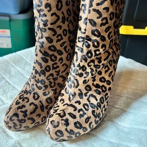 Animal print heeled boots